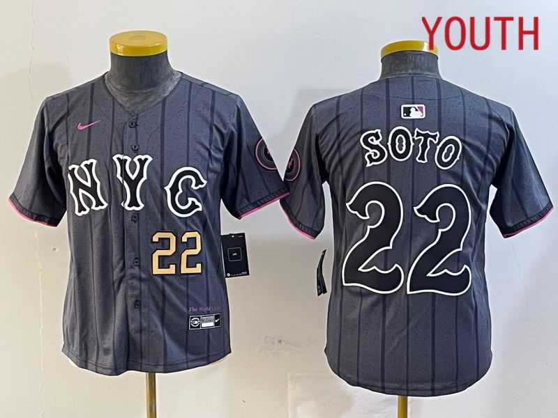 Youth New York Mets #22 Soto Black City Edition 2024 Nike MLB Jersey style 3->los angeles dodgers->MLB Jersey